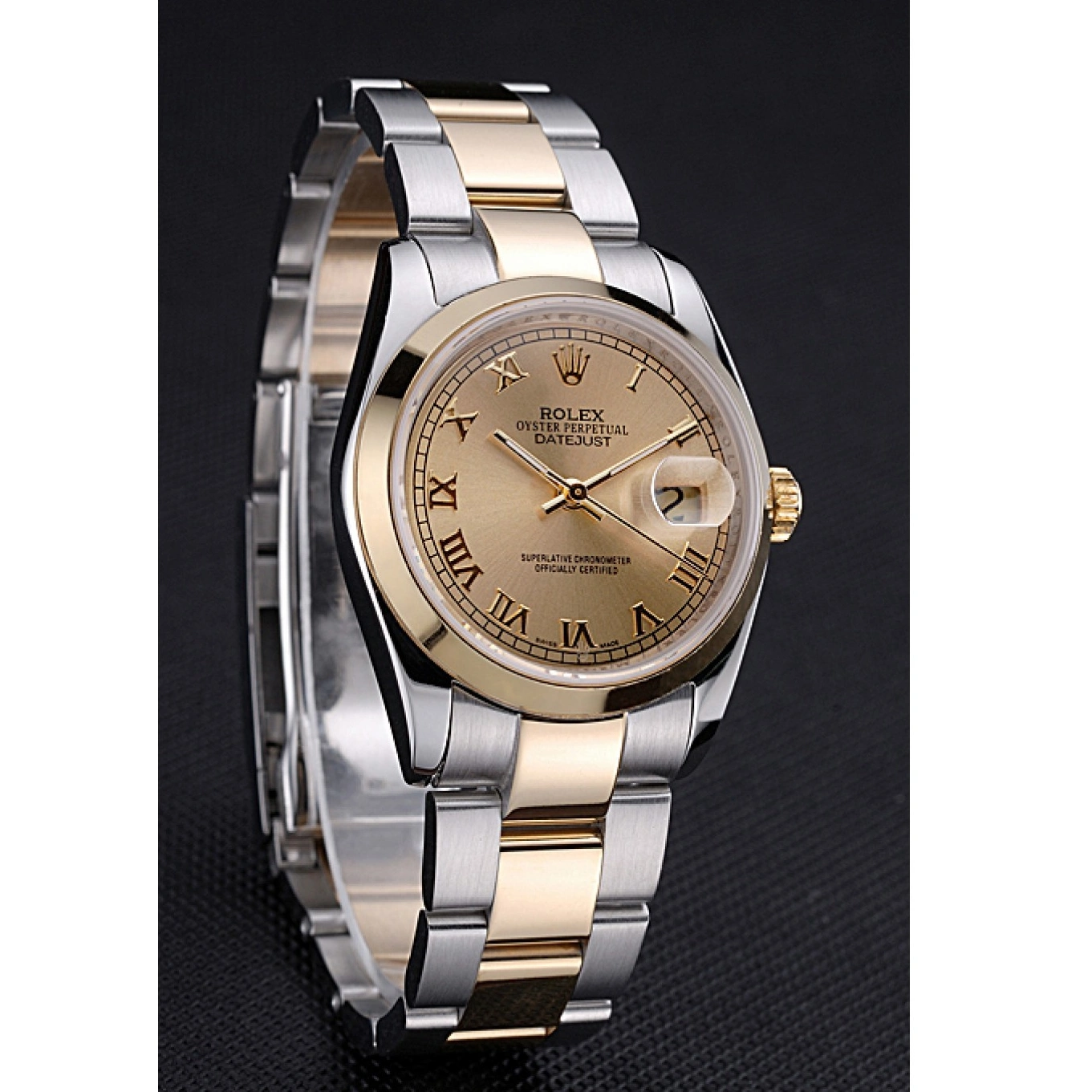Aaa replica Stainless Gold 622265 Gold Dial Datejust Rolex And Case Steel 1026